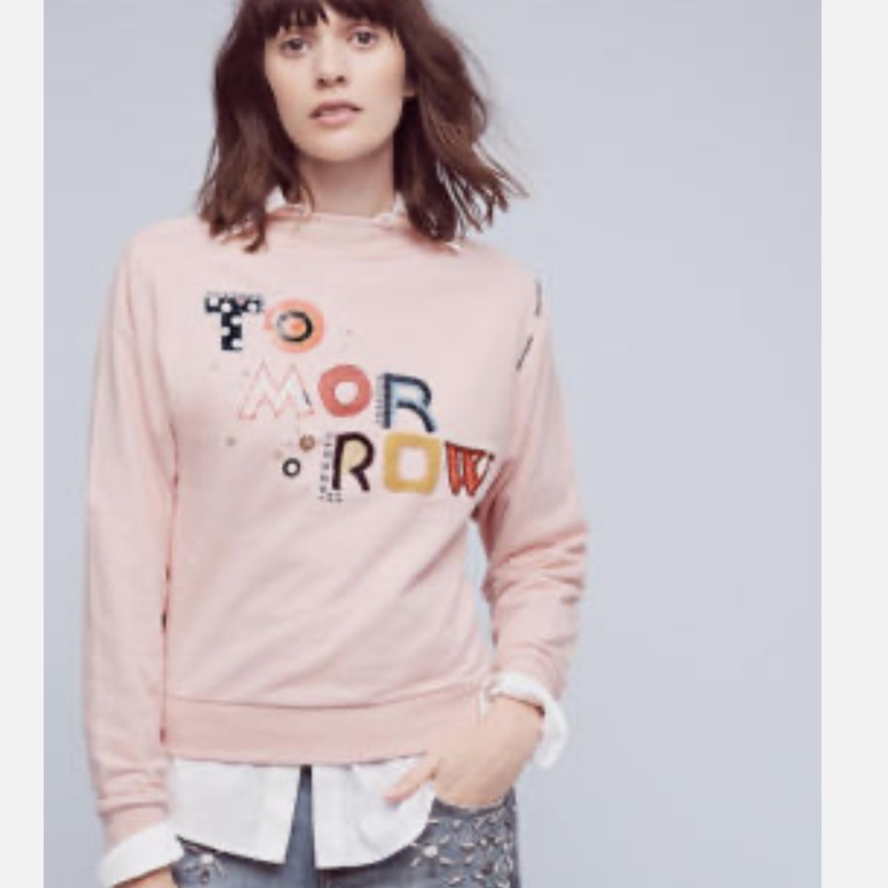 Anthropologie Postmark Tomorrow Embroidered Sequence Beaded Mock Neck Sweater - Picture 4 of 10